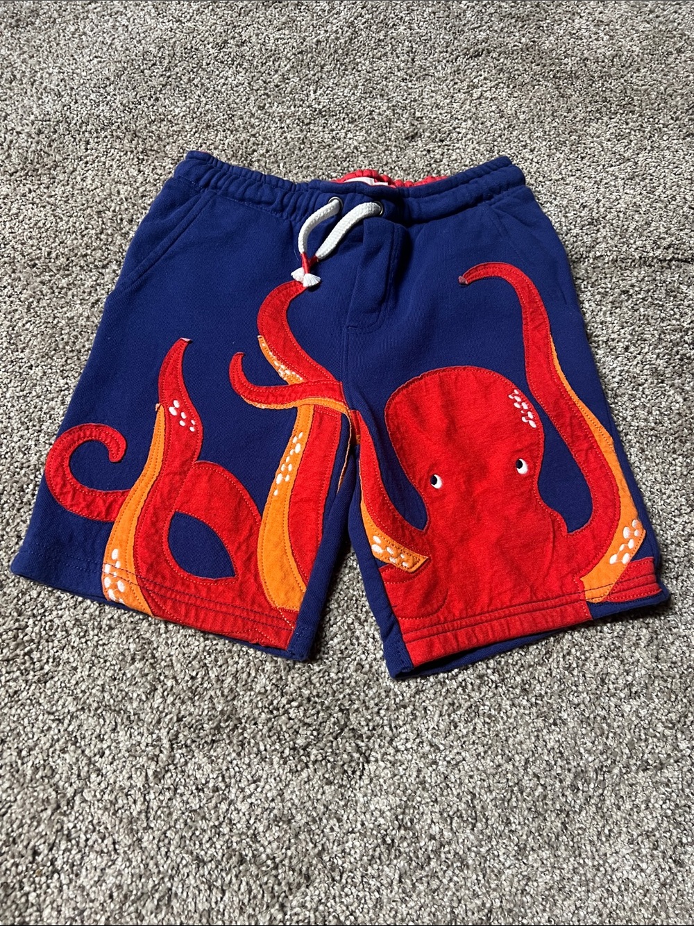 Mini Boden Navy Shorts with Octopus with Red Waistband